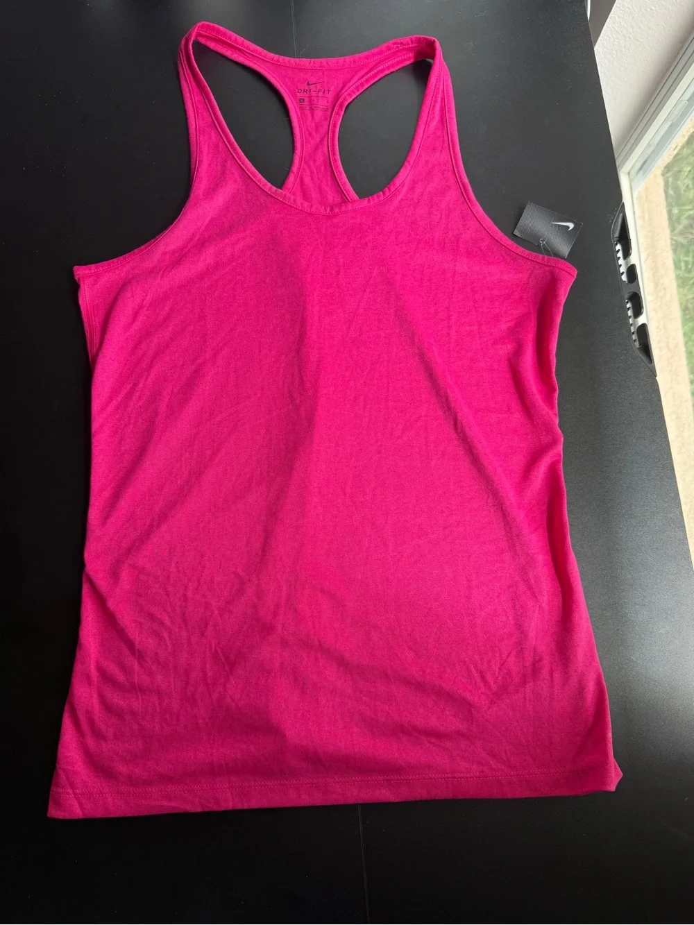 Nike Womens Large Dri-FIT Racerback Athletic Tank Top Bright Pink Hot Pink L NWT